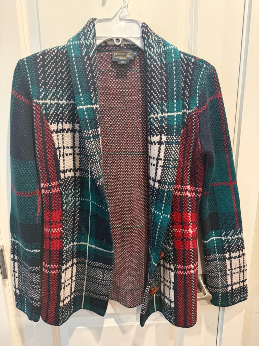 Vintage Pendleton tartan plaid wool cardigan sweater Size S - Picture 2 of 13